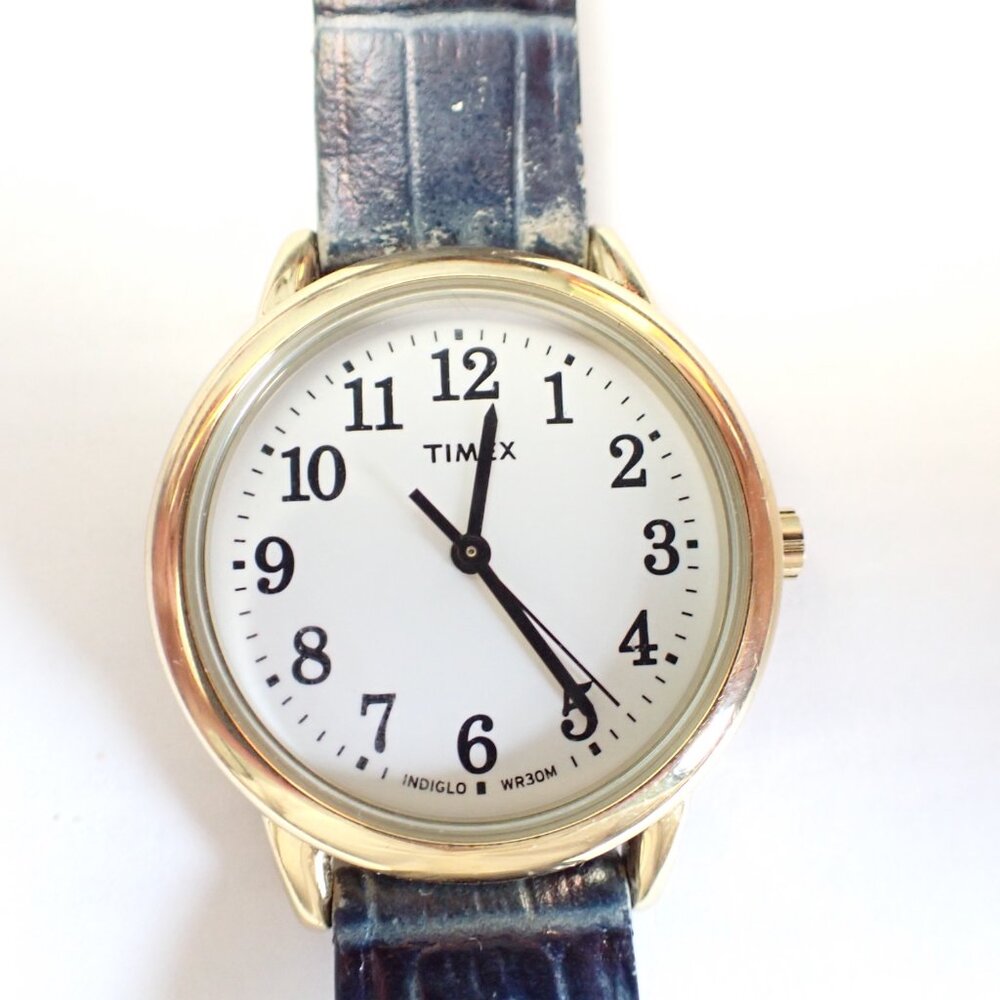 TIMEX INDIGLO CR2016CELL Gold Leather Unisex Wristwatch